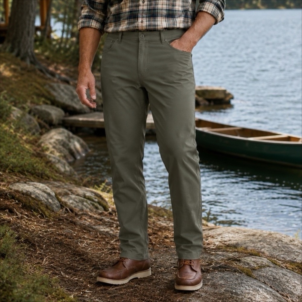 LL Bean VentureStretch Pants 44x30 Olive Green Gray NWOT Standard Straight Leg
